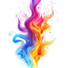 Obraz premium Multi-color flames, vibrant patterns, white background, modern abstract fire illustration.