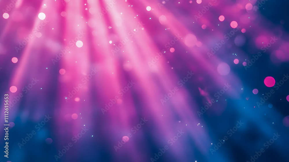 Poster Abstract Background with Colorful Light Rays and Bokeh Effect in Pink and Blue Creating a Dreamy and Ethereal Atmosphere