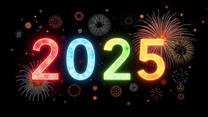 A colorful sign with the number twenty-five in neon lights