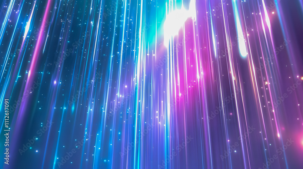Aufkleber vibrant light streaks with cosmic sparkles in multi-colored background for abstract art and design c