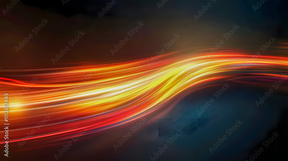 Poster vibrant flowing light trails on a dark background creating a sense of motion and energy in colorful 