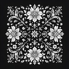 Elegant floral design with a dark background and white flowers