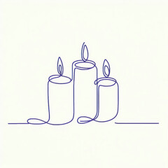 burning candle blue thin lines 