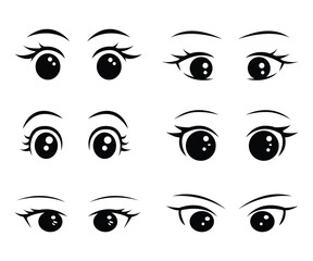 Anime eyes cartoon for element, facial expression, face and emotion