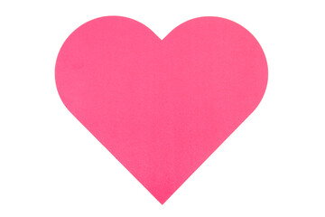 A large pink heart made from construction paper, on a white back ground.