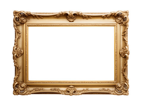 recommend clip art: Golden ornate vintage frame with transparent background isolating picture