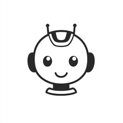 Obraz premium Cute cartoon robot head, simple, friendly AI icon.
