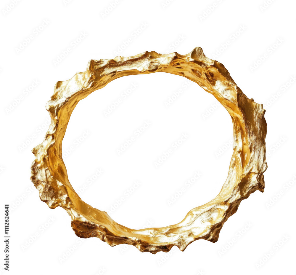 Poster golden frame ring with irregular shape on transparent background