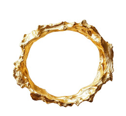 Golden frame ring with irregular shape on transparent background