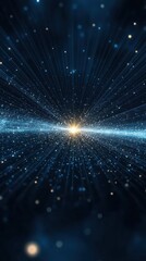 Fototapeta premium Dark Night Space with Holographic Grids and Radiant Stars in an Abstract Cosmic Scene