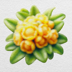 Golden Marigold Flower in Watercolor Style with clipping path
