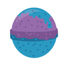 Bath bomb, aromatic bath bomb, Soap bubbles, Blue and purple bath bomb. 