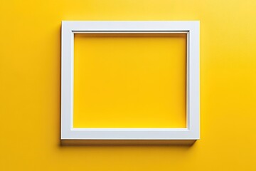 White frame on yellow background, minimalistic, space for design.