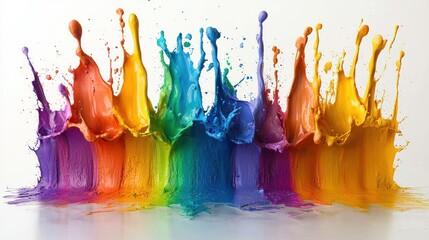 Rainbow color splash forming an abstract dynamic pattern