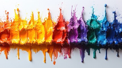 Multicolor paint splash frozen in energetic moment