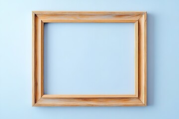 Wooden frame on blue background with ample space for design.