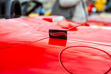 Textile small detail on the red car