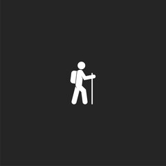 Hiking exercise icon isolated on dark background