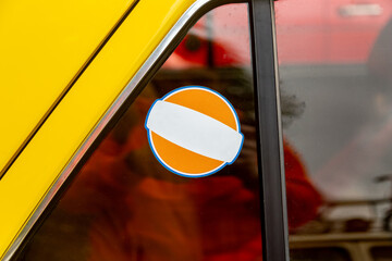 Sticker on the car window