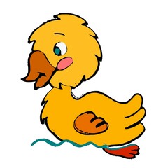 cartoon duckling swimming drawing, vector illustration on white background. pet. ipg
