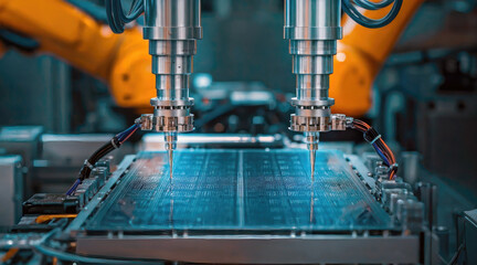 Robotic arms in semiconductors and computer manufacturing, building Ai microchips and circuit boards, quantum computing nano technology, chipset industry