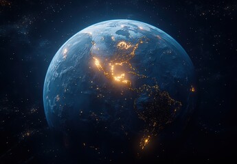 Stunning High-Resolution Image of Earth at Night with Illuminated Cities, Capturing the Beauty of Our Planet from Space in Vivid Detail and Brilliant Colors