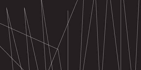 Abstract black and white geometric random chaotic lines with many squares and triangles shape. Metal grid isolated on the white background. Banner with geometric shapes, lines, stripes and triangles.
