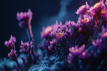 Surreal Purple Flowers Dark Fantasy Floral Background Nature Art