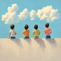 A boy standing and looking at the sky