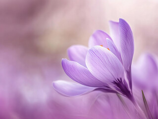 Fototapeta premium Macro photograph of a delicate purple crocus