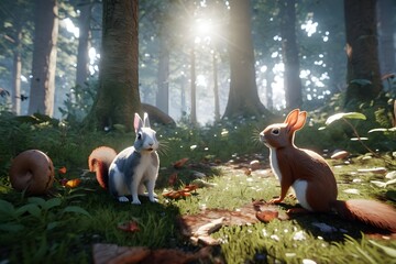 Rabbit in The Middle of The Forest Greets The Morning