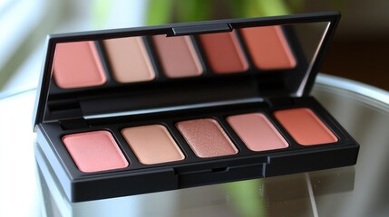 Elegant makeup palette displaying a variety of soft pinks and nude shades perfect for enhancing natural beauty and creating a fresh makeup look anytime.