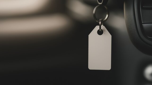 Blank key tag on car keyring for identification and organization design