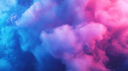 Fototapeta premium A mesmerizing blend of vibrant pink and blue smoke swirling gracefully in an ethereal display.