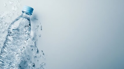 Close-up of a hand holding a water bottle pump against a textured grey wall, illustrating the concept of water delivery with clear space for text