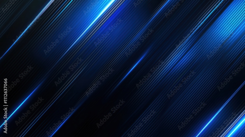 Poster abstract blue and black diagonal lines creating a dynamic and modern background.
