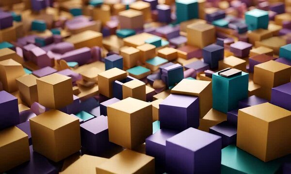 Create an animation that showcases the power of digital design tools by visualizing a series of abstract shapes coming together to form an intricate graphic design. Each shape morphs and changes into 
