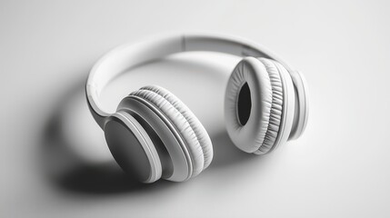 A pair of minimalist over-ear headphones with soft cushions and a matte finish, positioned neatly on a white background. The clean and elegant design emphasizes comfort and modernity. Perfect 