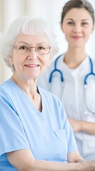 Smiling elderly woman enjoying morning conversation with young caregiver in home care setting