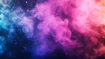 Fototapeta premium Colorful abstract smoke with vibrant hues of pink, purple, and blue, creating an ethereal and mystical atmosphere.