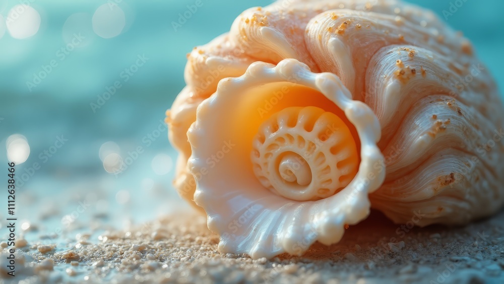 Poster a close up of a shell on the beach
