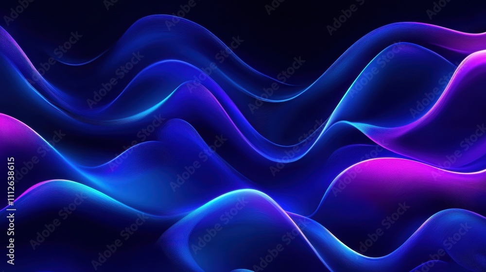 Poster abstract wave patterns in vibrant shades of blue and purple create a mesmerizing visual effect.