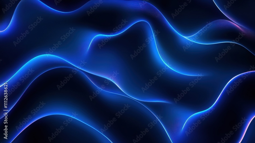 Poster abstract blue waves create a mesmerizing and dynamic flow, illustrating motion and light in a digita