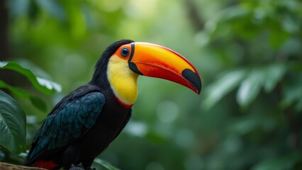 Obraz premium A colorful bird sitting on top of a tree branch