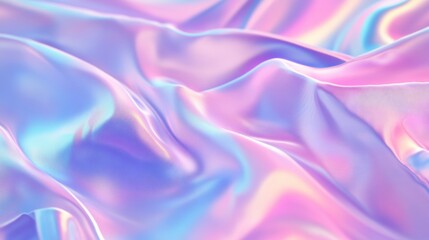 Obraz premium Vibrant, iridescent fabric with soft folds and a dreamy color palette of pink and blue tones.