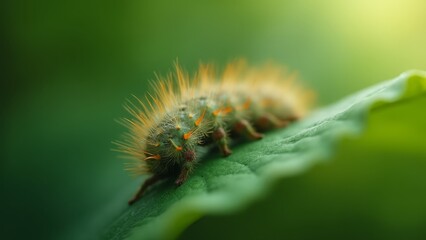 Fototapeta premium A close up of a caterpillar on a leaf
