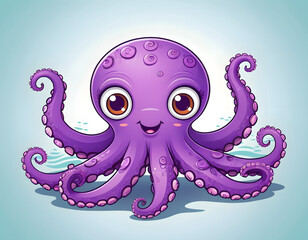 Smiling purple octopus illustration