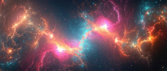 Fototapeta premium A vibrant cosmic scene depicting colorful nebulas in space.