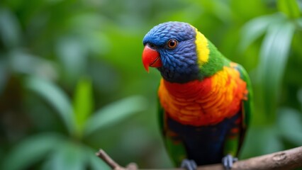 Obraz premium A colorful bird sitting on top of a tree branch