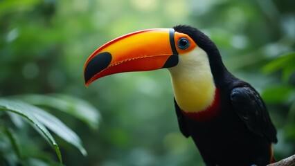 Naklejka premium A colorful bird sitting on top of a tree branch